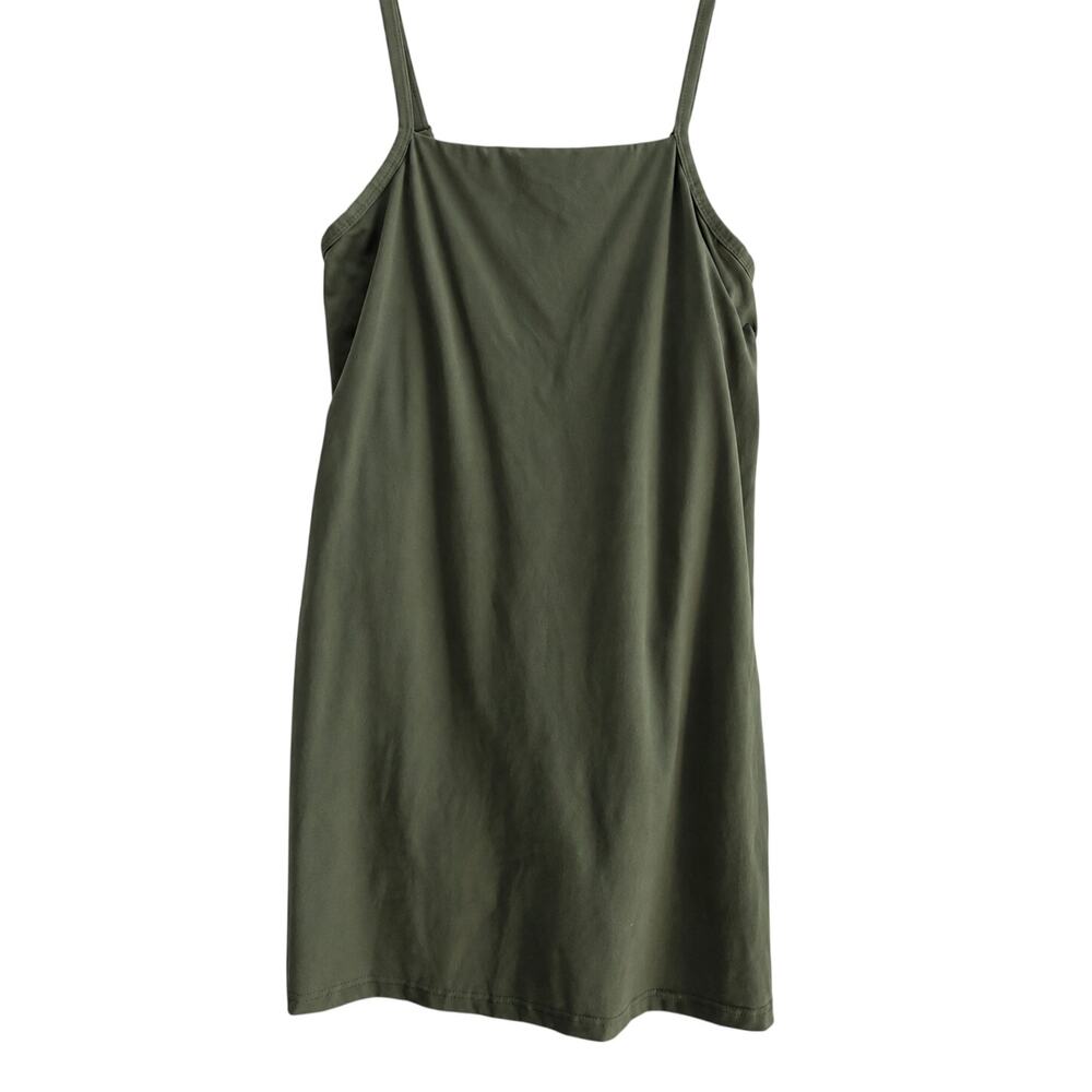 Olive Green Athletic Dress Adjustable Straps Built-In Shorts & Pockets